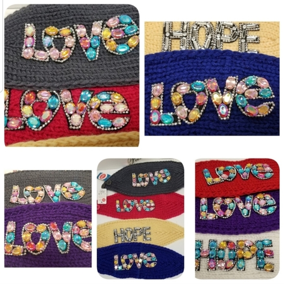 Knit Headbands Winter Wide Ear Warmer Hair Bands Crochet Embellished Headband - Picture 1 of 8